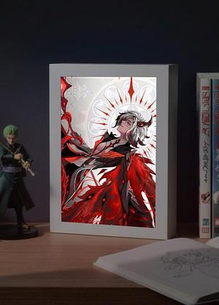 Акриловий led-світильник "genshin impact" — 3d-картина з підсвічуванням, білий