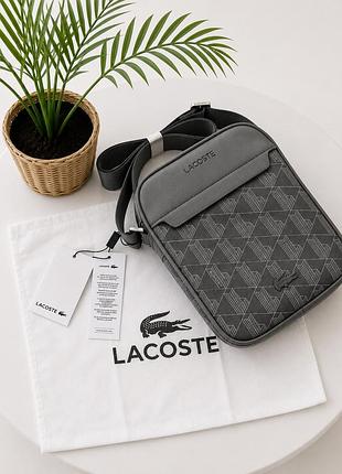 Сумка прямоугольная серая lacoste монограмм