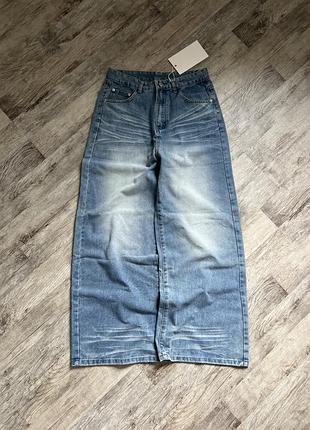 Широкі джинси голді штани джинсові з потертостями baggy беггі washed wide leg y2k sk8 bootcut буткат xl