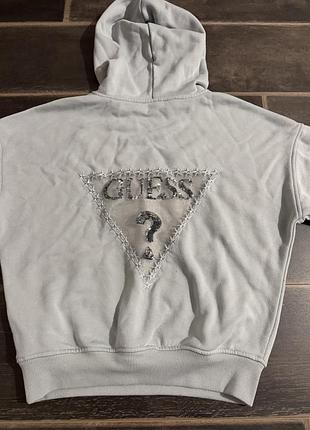 Жіноче худі guess сіре з капюшоном