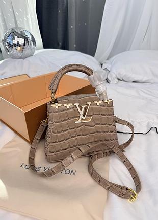 Сумка жіноча louis capucines mini beige croco