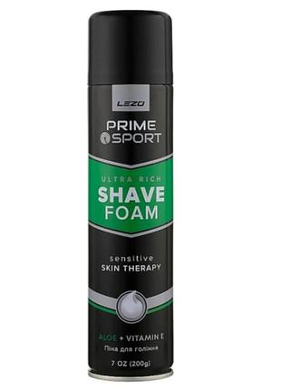 Піна для гоління lezo prime sport for men для чутливої шкіри, 200 г