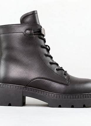 Ботинки женские натуральная кожа на эко меху, черные, осенние, размер 37 fw_004663