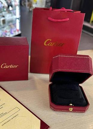 Упаковка преміум від cartier для каблучки - коробочка, зовнішня коробочка, пакет і сертифікат