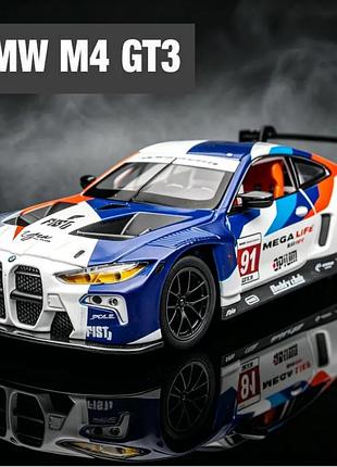 Металлическая спортивная машина bmw m4 gt3, 24.5 см, свет, звук, открываются двери, автомодель