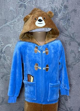 Флисовая пижама костюм кигуруми мишка падингтон paddington 5-6 лет 116 рост детская одежда для детей мальчиков девочек демисезон осень весна зима