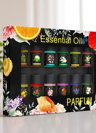 Подарочный набор эфирных масел essential oil, 12 шт по 3 мл, аромамасла для увлажнителя воздуха, аромадиффузора и аромалампы