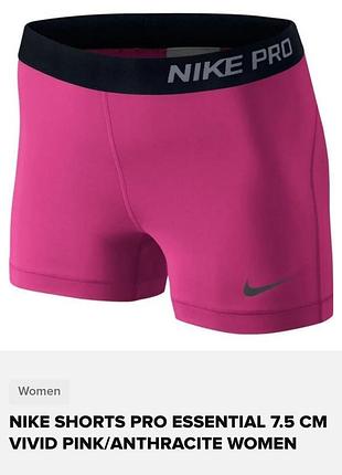 спортивные женские шорты nike pro (яркие розовые, размер s)