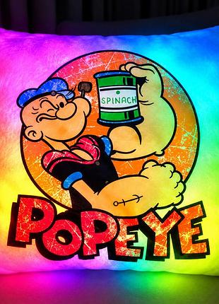 Подушка ночник моряк папай - подушка popeye the sailor - игрушка моряк папай, ночник в детскую комнату, декоративная подушка