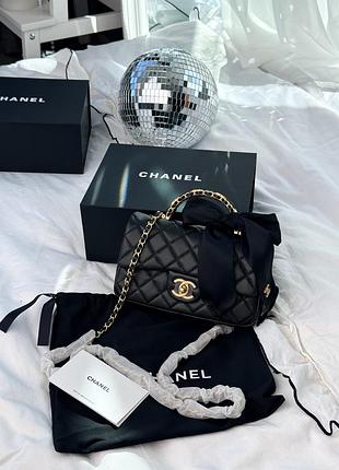 Chanel classic flap top handle caviar black with gold
