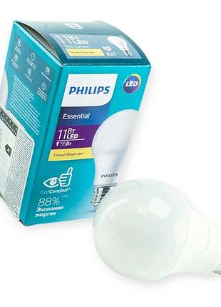 Лампа светодиодная 220v e27 11w a60 3000k philips