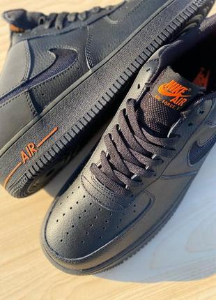 Мужские кроссовки nike air force 1 black/orange6 фото