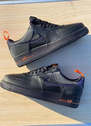 Мужские кроссовки nike air force 1 black/orange5 фото