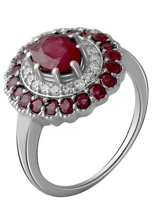 Срібна каблучка silverbreeze з натуральним рубіном 3.455ct (2058021) 17.5 розмір