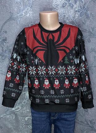 Новорічний різдвяний світшот кофта людина-павук спайдермен spider-man 6 років 116 см зріст дитячий одяг для дітей хлопчиків демісезон осінь весна зима