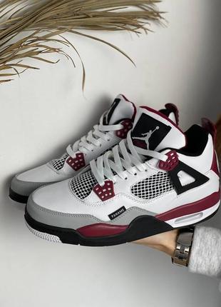 Мужские кроссовки nike air jordan  4 white/red/black