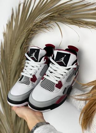 Мужские кроссовки nike air jordan  4 white/red/black3 фото