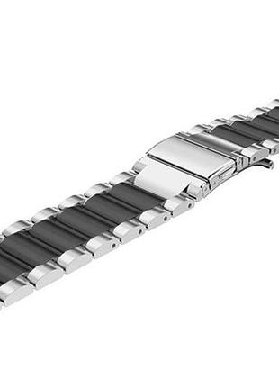 Ремінець сталевий bewatch 22 мм duo для amazfit pase/stratos 3/gtr 47 mm silver black (1025411)