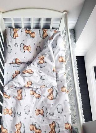 Комплект детского постельного белья мишки 110*90см 10873 бязь gold lux bimbo белый с принтом