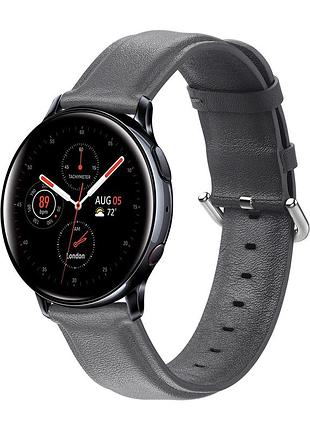 Ремінець bewatch шкіряний 20мм samsung active| active 2 | galaxy watch 42mm сірий l (1220104.l)