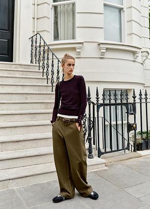 Базовый трикотажный женский бордовый свитер zara new