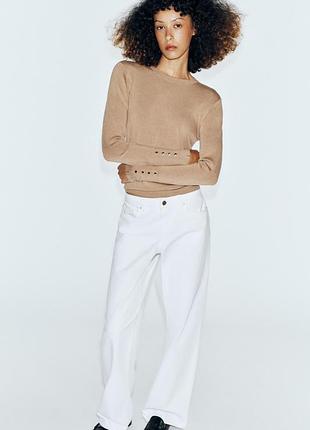 Базовый трикотажный светлый женский свитер zara new