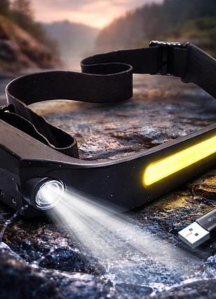 Налобний ліхтар bl-g28 xpe+cob з датчиком руху