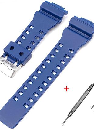 Ремешок для casio g-shock ga-100/110 blue si, ремешки для часов