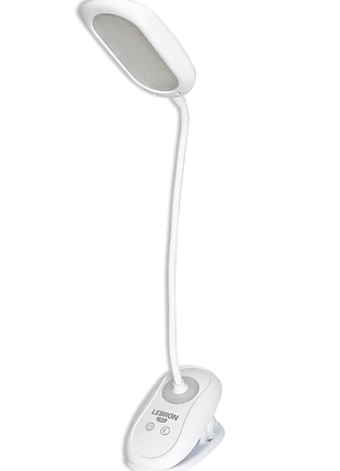 Настільна led лампа акумуляторна lebron l-tl-7506wh гнучка 5w 3000-6500k білий 15-13-52