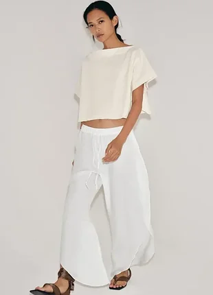 Новый молочный кроп топ zara зара 100% хлопок s