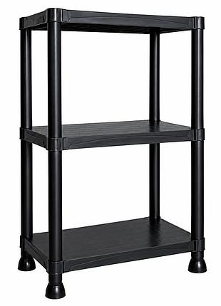 Стеллаж пластиковый prima home 92,5х60х30 см, 3 полки, нагрузка 120 кг, черный