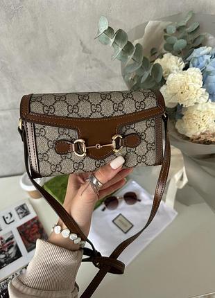 Gucci horsebit 1955 mini bag brown [оригінальна коробка] 18 х 11 х 4