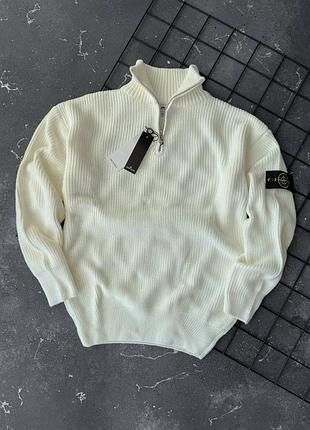 Качественная вязаная полузипка stone island