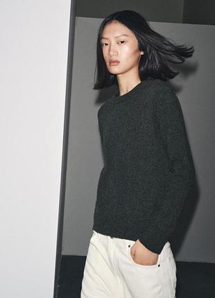 Новый темно серый кашемировый свитер zara 60% кашемир 40% шерсть