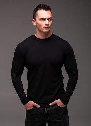 Базовый мужской черный лонгслив long black