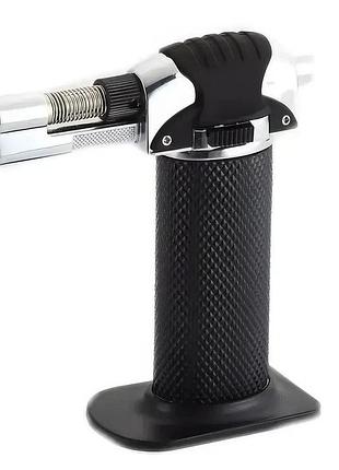 Газовая горелка с пьезоподжигом 9960 refillable butane child resistant чёрный, портативная мини горелка