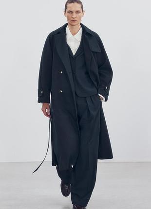 Довгий тренч жіночий синій zw collection zara new