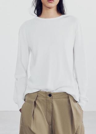Футболка женская белая с длинными рукавами zara new