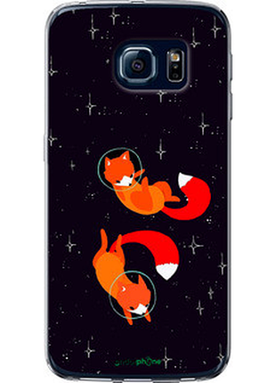Чехол на samsung galaxy s6 edge g925f лисички в космосе "4519u-83-72104"