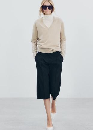 Прямые женские темные шорты zw collection с защелками zara new