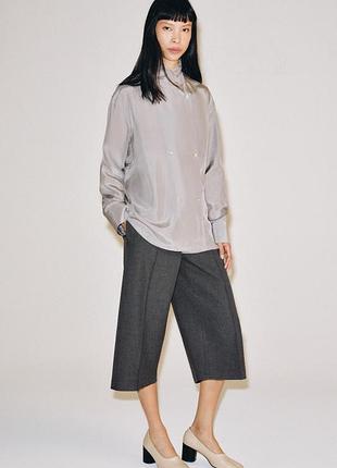 Прямі жіночі сірі шорти zw collection із защіпами zara new