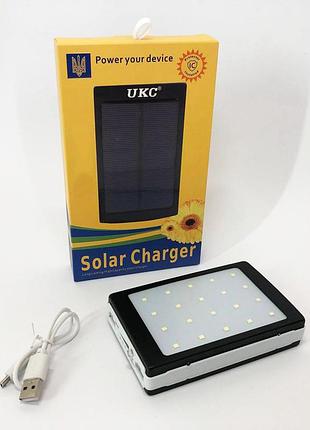 Умб power bank solar 40000 mah мобильное зарядное с солнечной панелью и лампой. цвет: черный