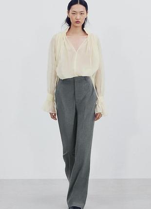 Брюки женские серые zw collection с высокой посадкой zara new