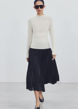 Комбинированная струйная черная юбка zw collection zara new