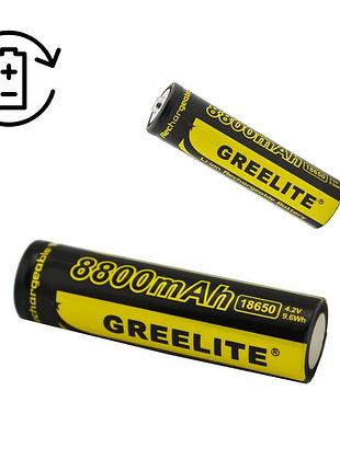 Акумулятор 18650 greelite 4.2v 9.6wh li-ion батарейка для ліхтарика, батарейки, що перезаряджаються