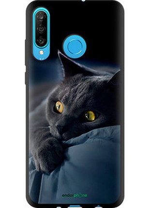 Чехол на huawei p30 lite дымчатый кот "825b-1651-72104"