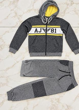 Спортивний костюм для хлопчика armani jeans сірий з жовтим
