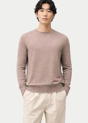 Вовняний джемпер тонкий светр бежевого кольору uniqlo