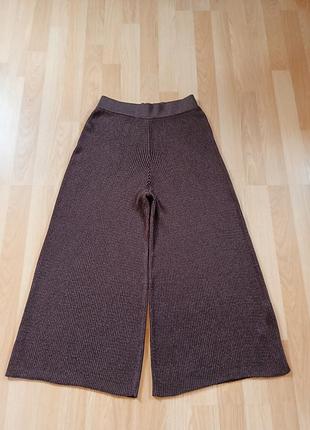 Шикарные трендовые женские шоколадные брюки кюлоты massimo dutti