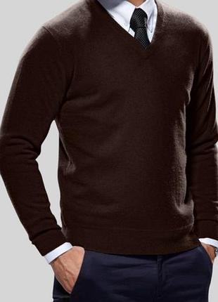 Натуральний вовняний чоловічий пуловер джемпер бренда marks & spencer із преміальної вовни мериноса (50%).
